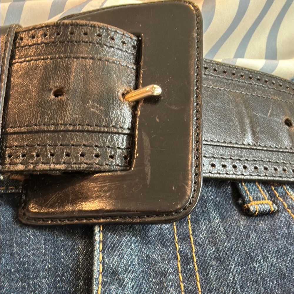 Vintage Wide Black Leather Belt